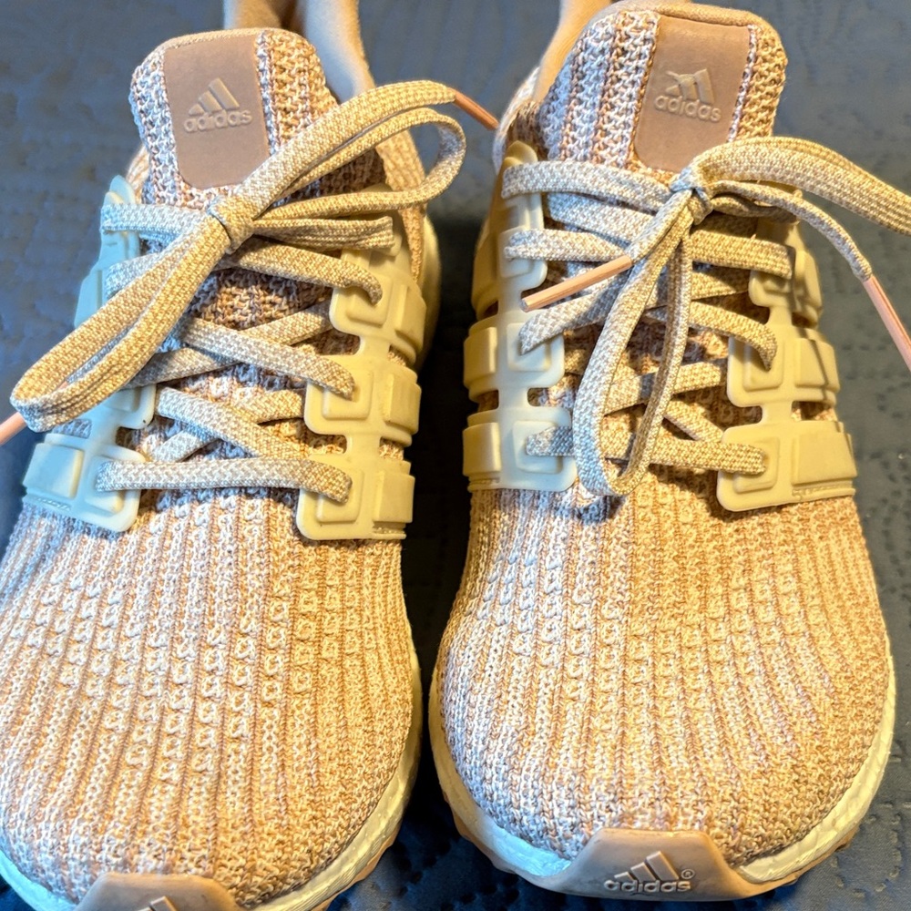 Adidas peachy pink and beige Knit Sneakers